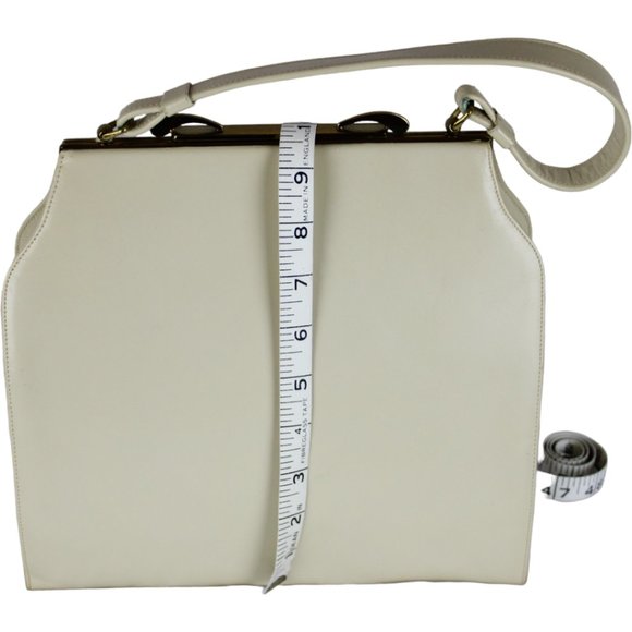 Vintage Corat Top Handle Purse Hand Bag Cream/Ivory Metal Frame Clasp PU75 - Picture 15 of 16